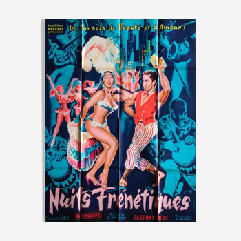 Affiche originale 1962 nuits frénétiques danse 1962 vintage 120x160 cm