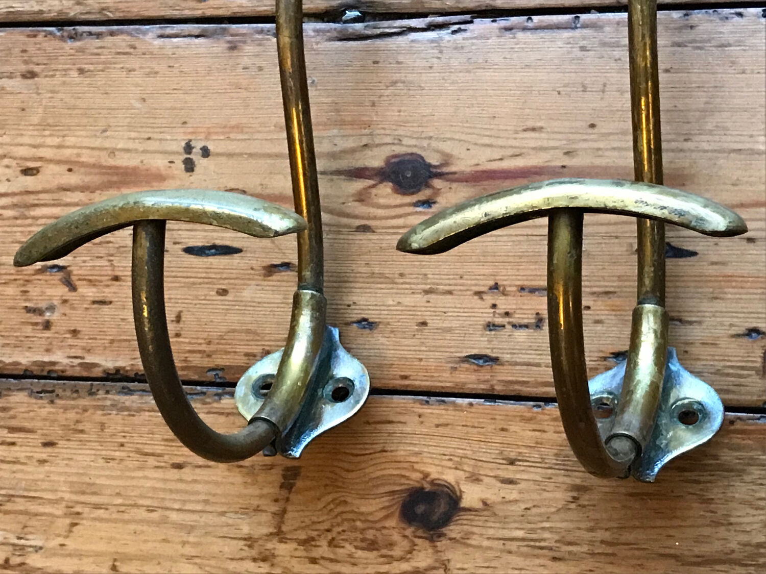 2 patères doubles porte manteau laiton vintage