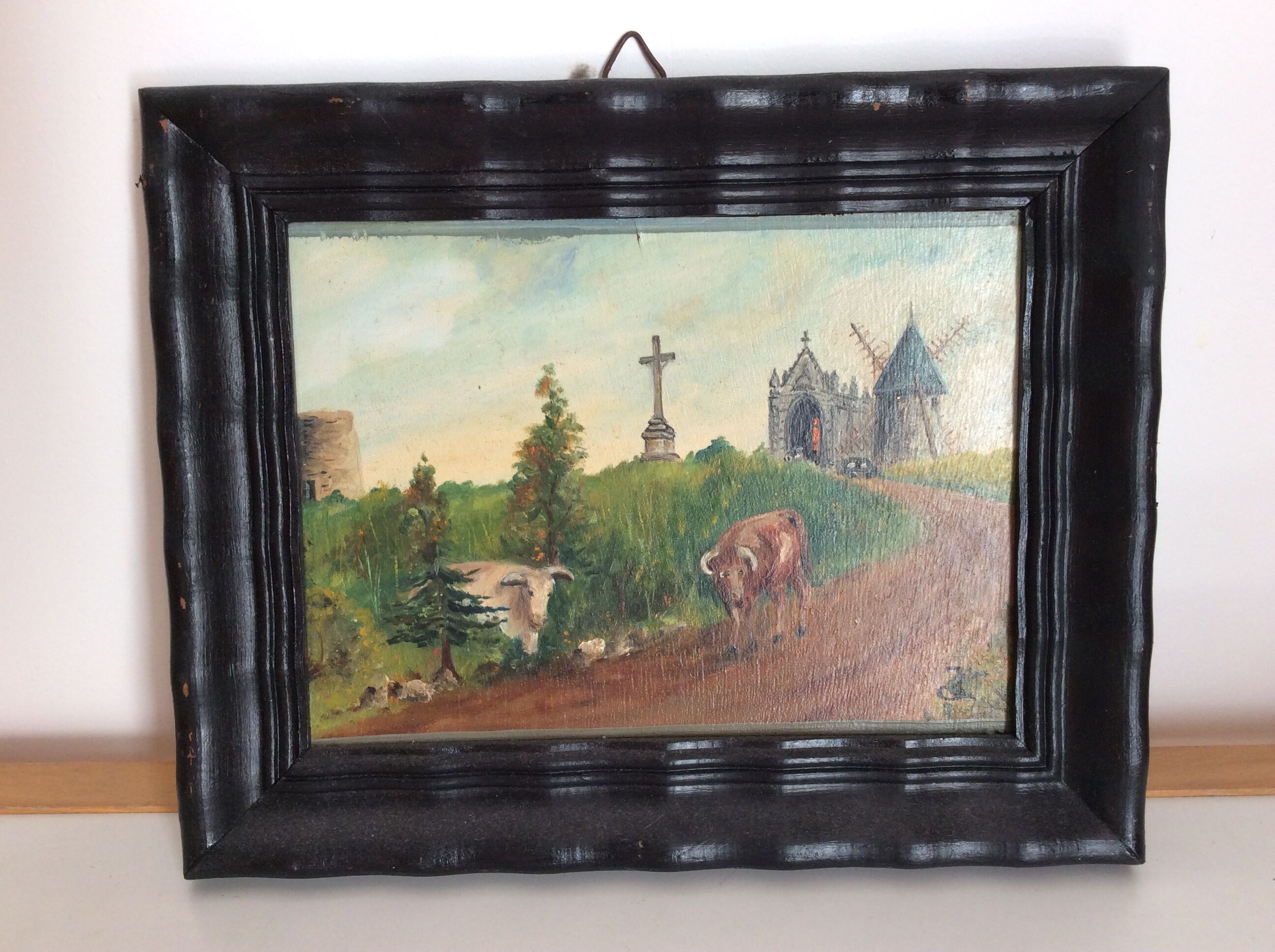 Old painting of a countryside landscape
