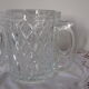 Lot 4 mugs molded glass deco transparent diamond
