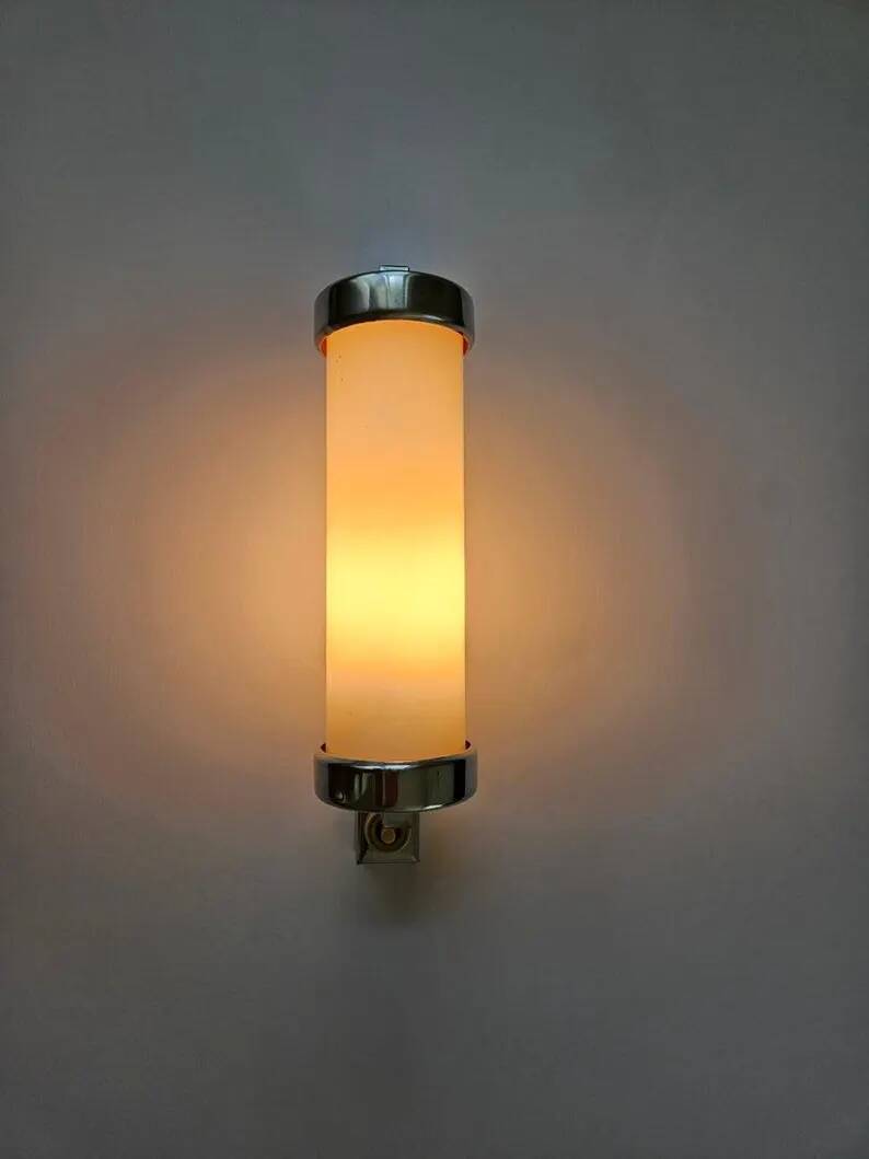 Rare Chrome design Bauhaus, Art Deco, Functionalism Wall Lamp, 1930s