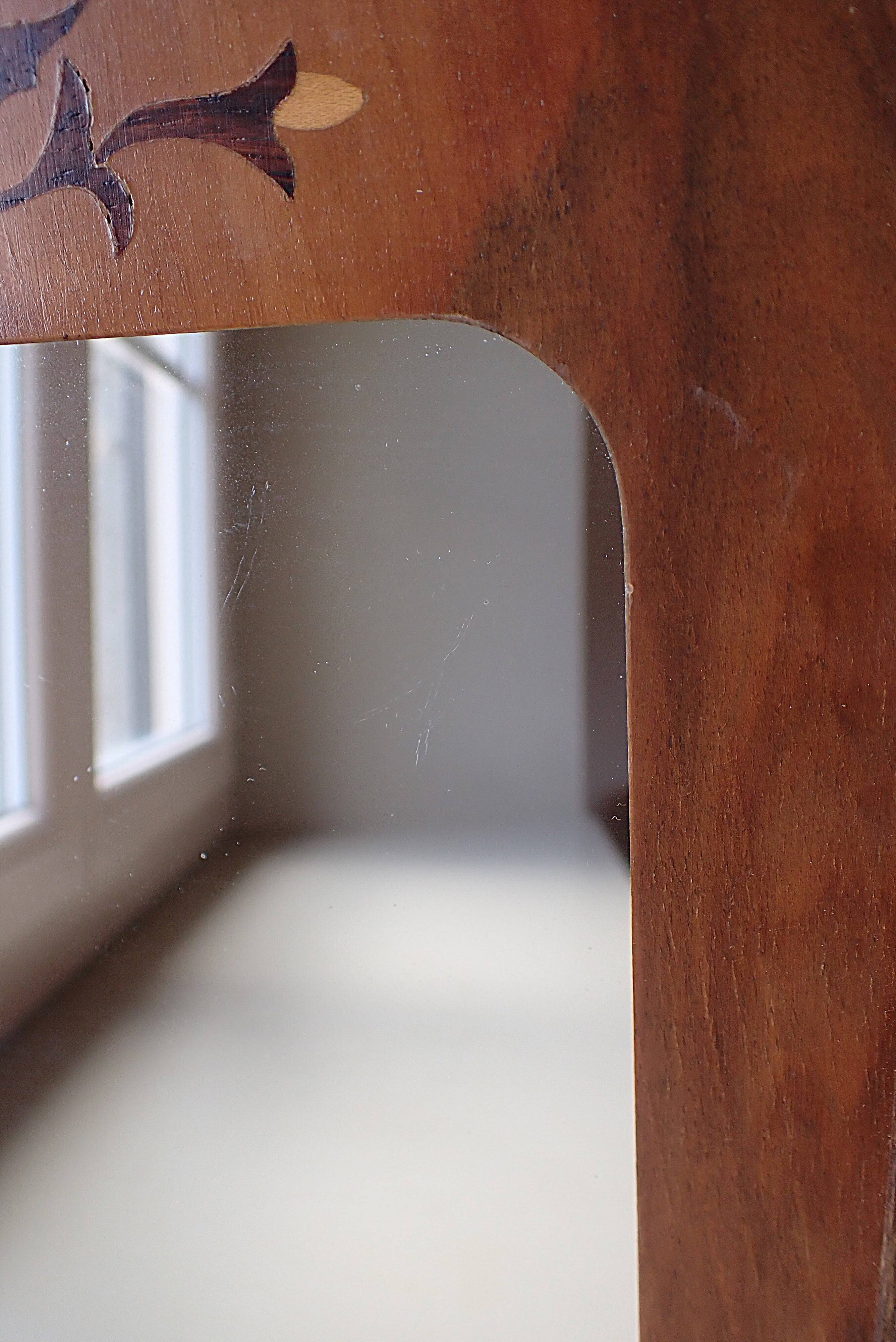 Vintage mirror with marquetry by cabinetmaker Paul Aumoine