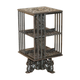 Table bibliothèque tournante anglo-indienne ornée 1880