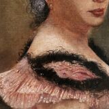Portrait huile sur panneau