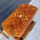 Round folding serving trolley with vintage bar marquetry on wheels, 1950s