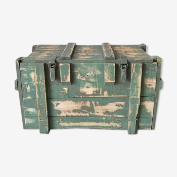 Military trunk in vintage wood 50s/60s