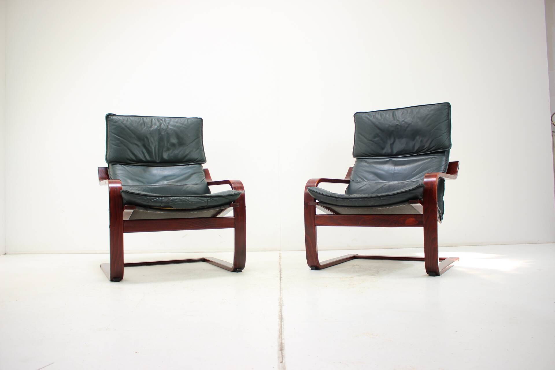 Set of Two Leather Armchairs by IKEA, Sweden, 1980's