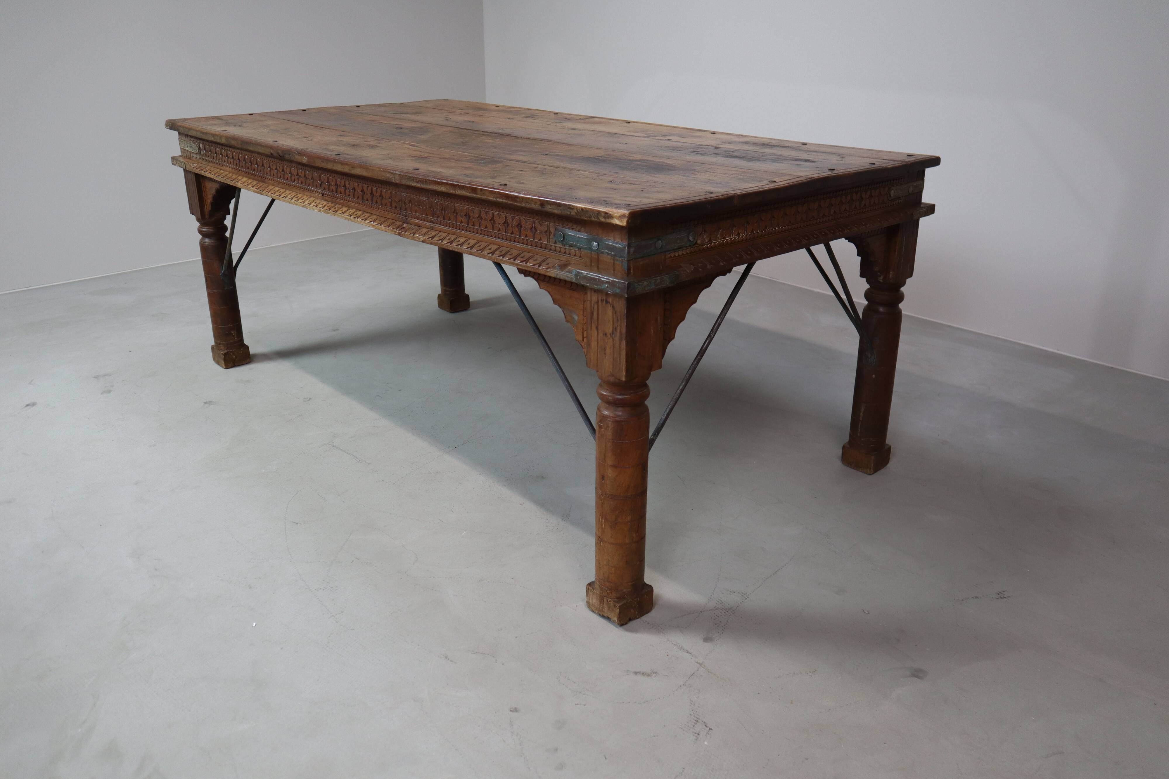 Indonesian hand-carved Teak dining Table