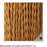 Lampe avec câble tissu neuf 2 M, osier provençal