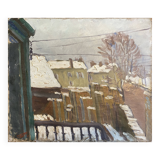 Tableau HST "Toits enneigés" par Marcel GAULT (1899-1989) peintre Franc-Comtois