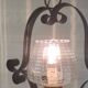 Vintage metal and glass pendant light - mid-20th century
