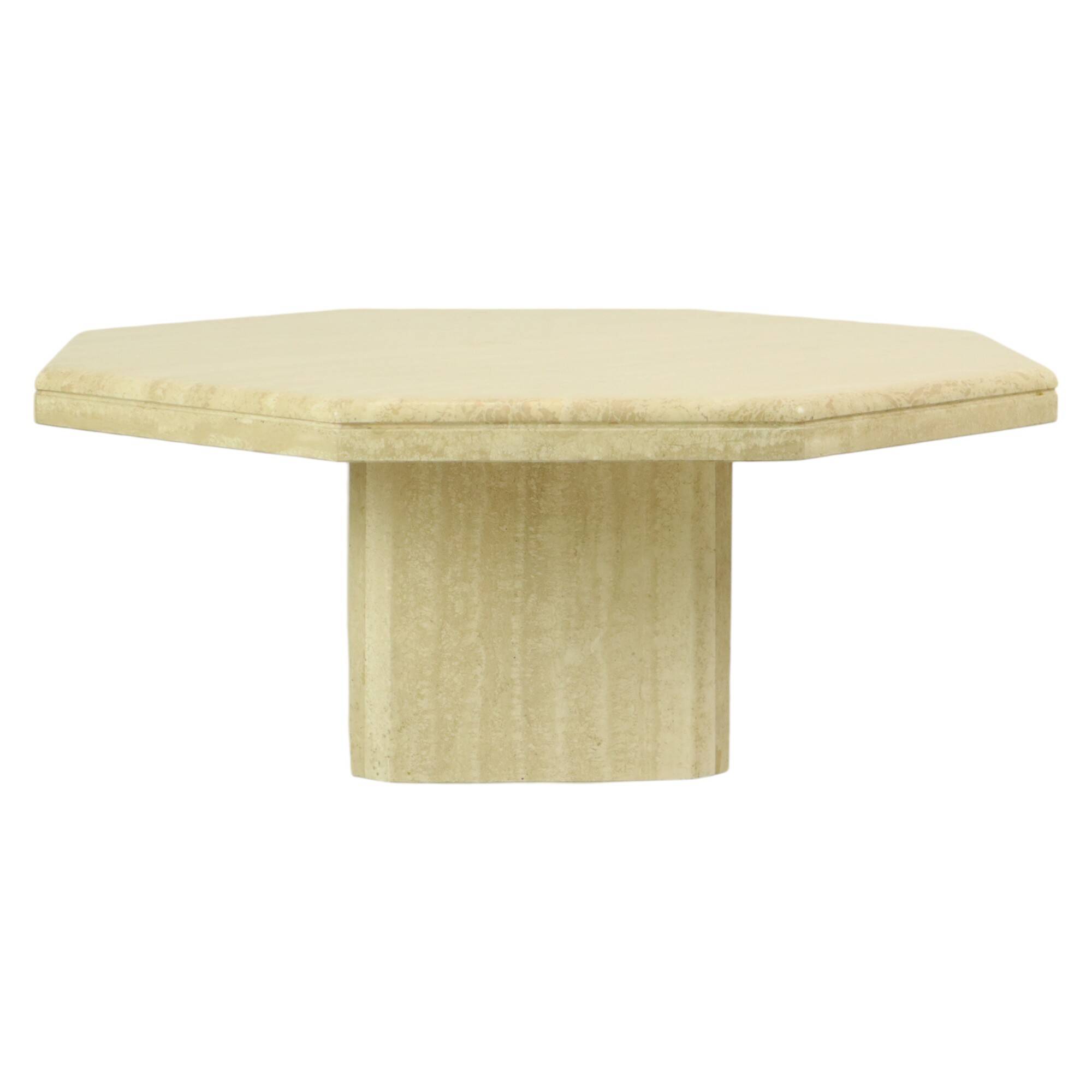 Vintage Octagonal Travertine Coffee Table 70s Design Italian