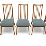 Set of 6 chairs with turquoise upholstery made in the 1960s