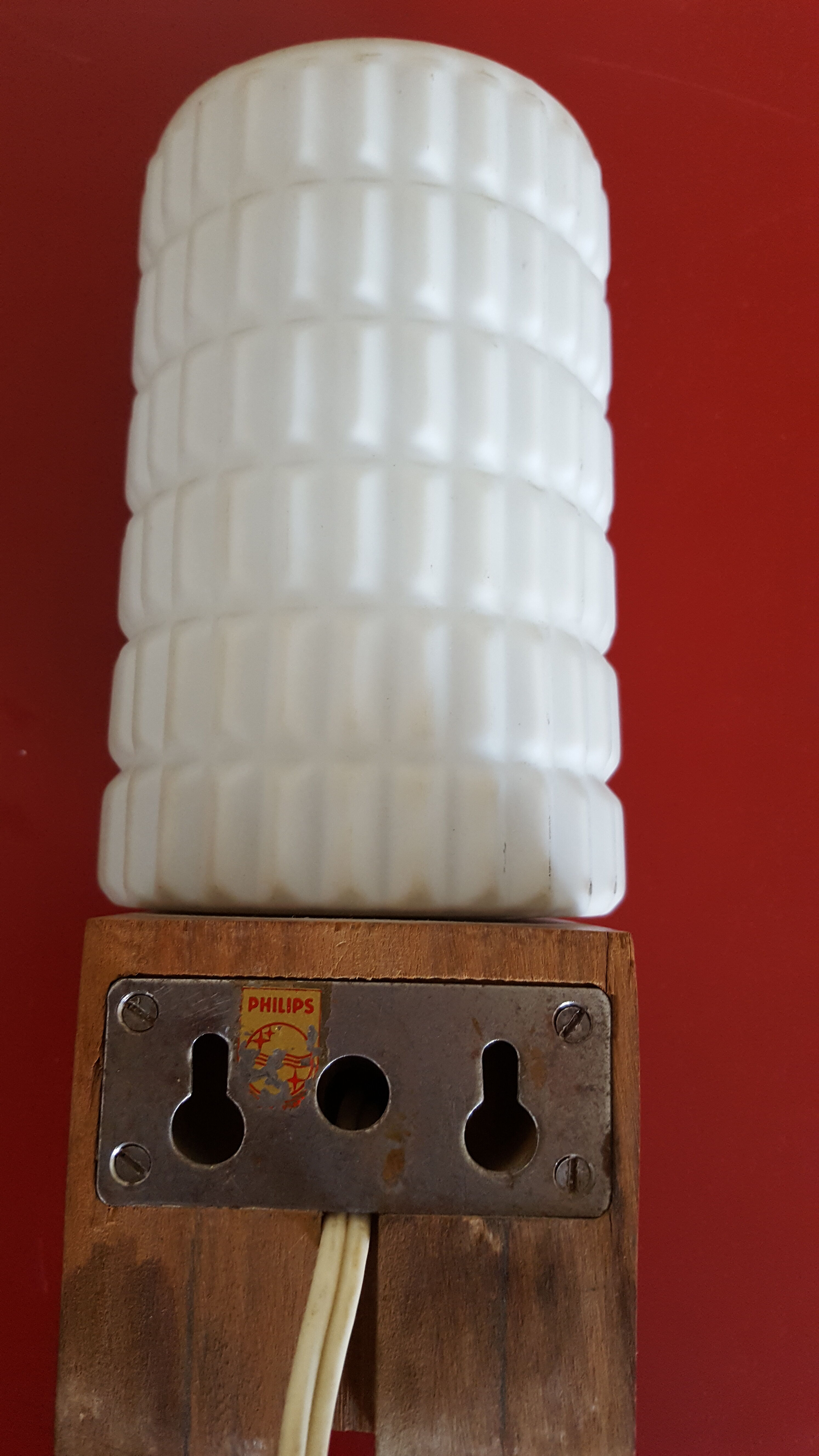 Wall light vintage teak philips opaline