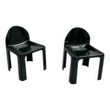 Paire de Chaises Verte Foncée Modèle 4854 Chair par Gae Aulenti pour Kartell, 1970