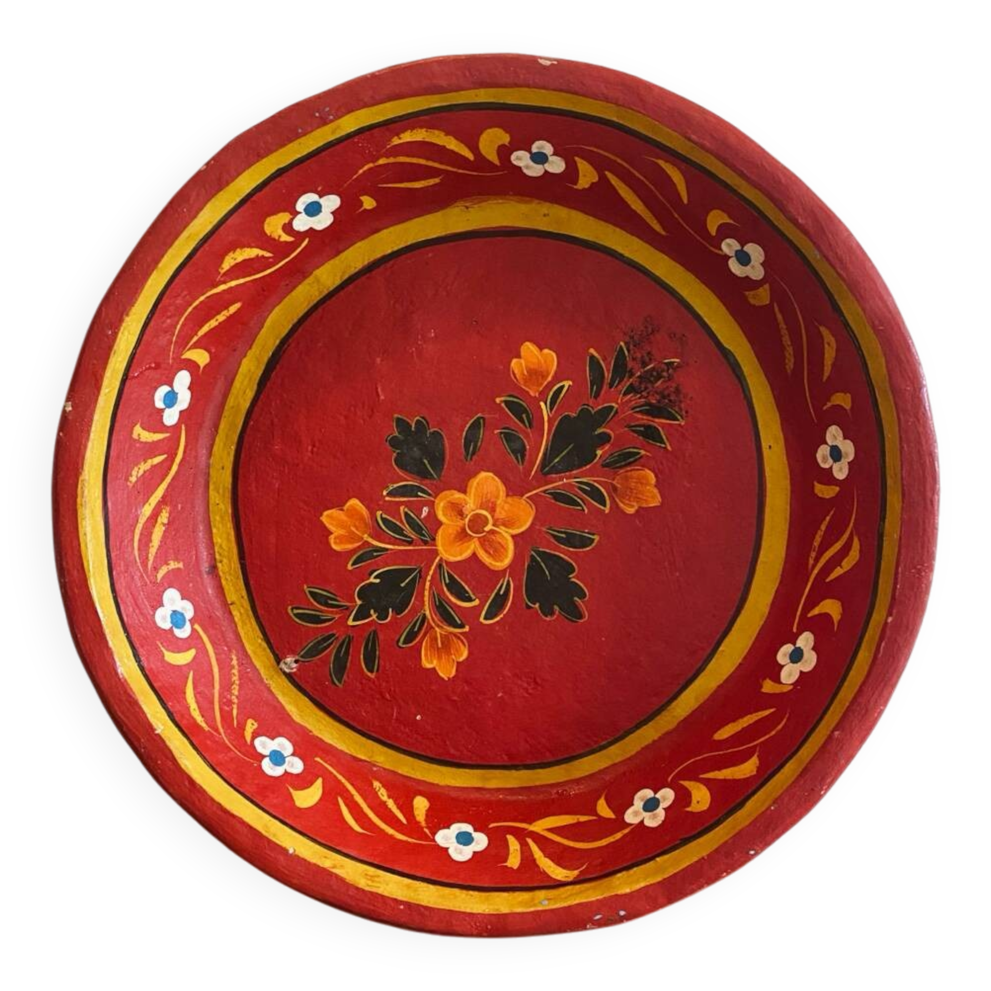 Large papier-mâché dish from India