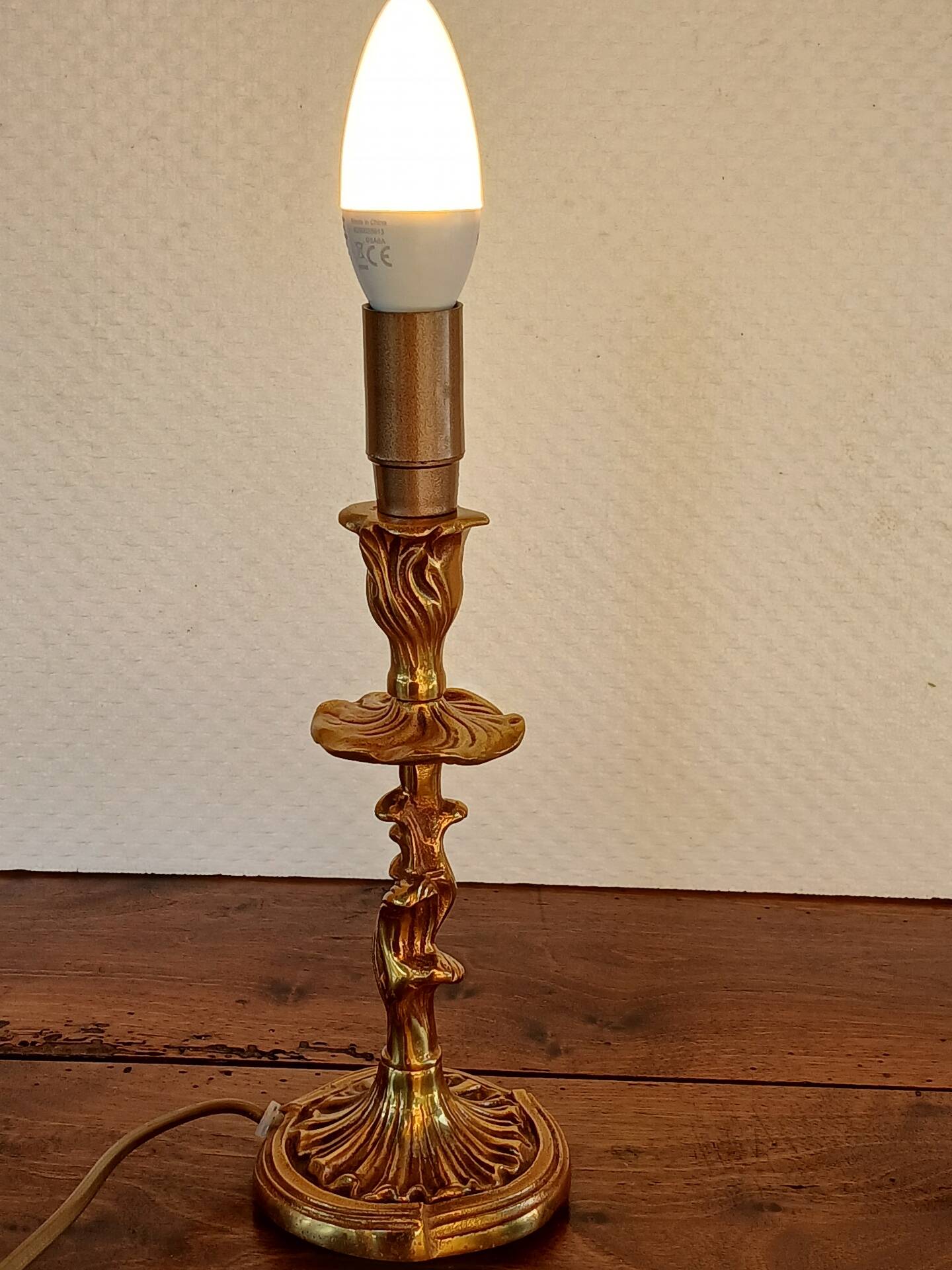 Vintage Rococo style gilded bronze lamp base
