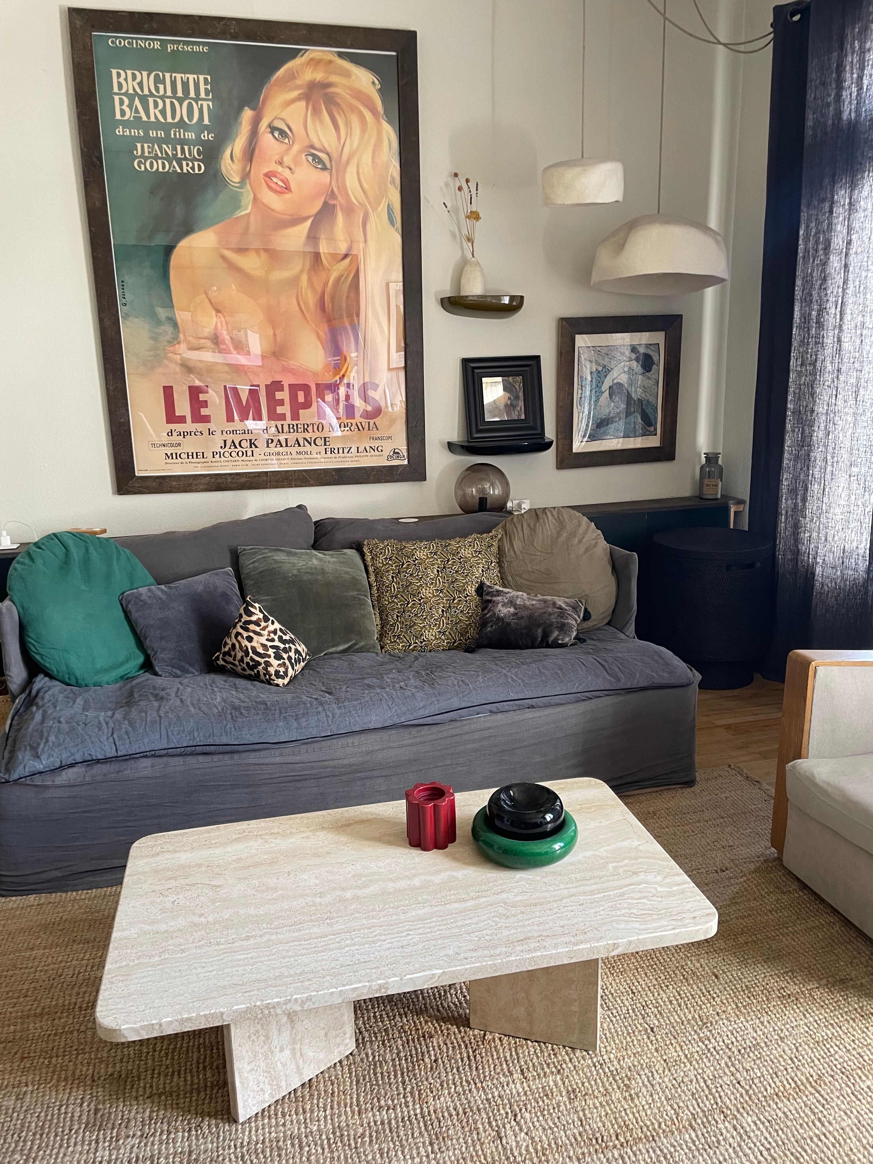 Travertine coffee table