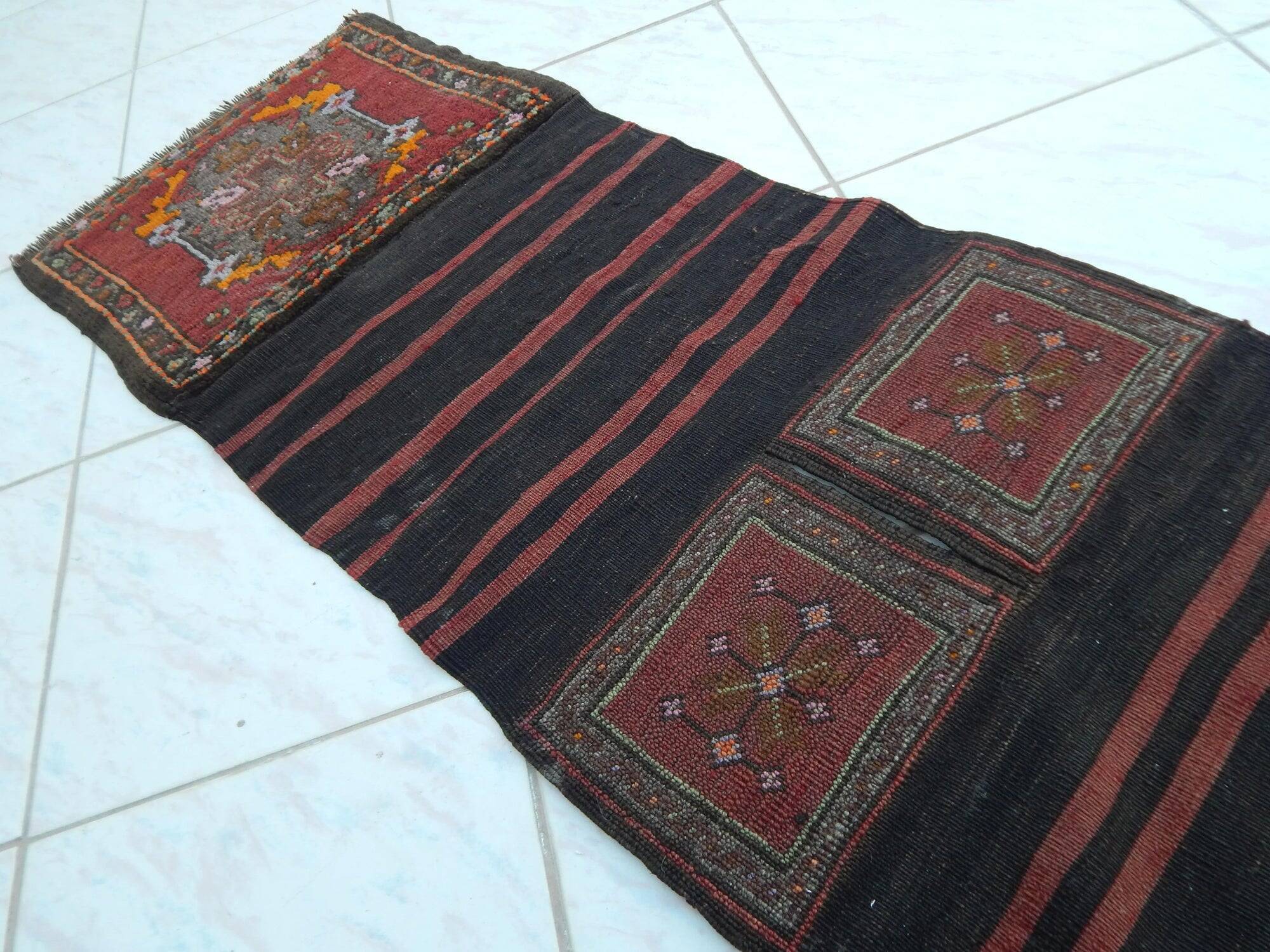 Vintage Turkish hallway rug 49x180 cm