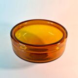 Vintage amber blown glass bowl - decorative bubbles