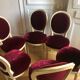 Lot of six Louis XVI chairs purple velvet patinated wood