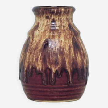 vintage brown & beige dripping West Germany vase (2)
