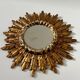 Old golden wooden sun mirror large size vintage 50s design