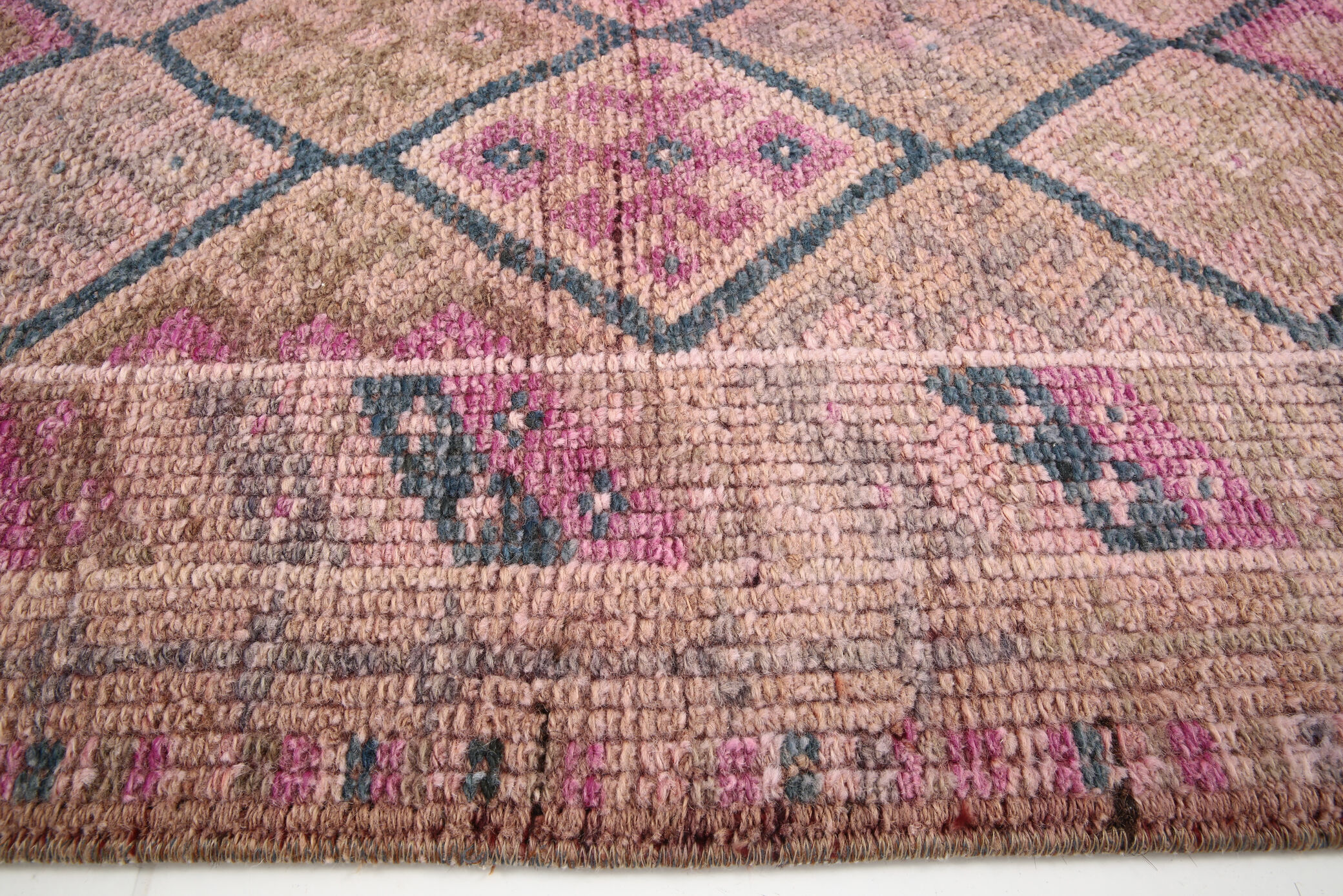 Navy blue & pink runner rug 83x380cm