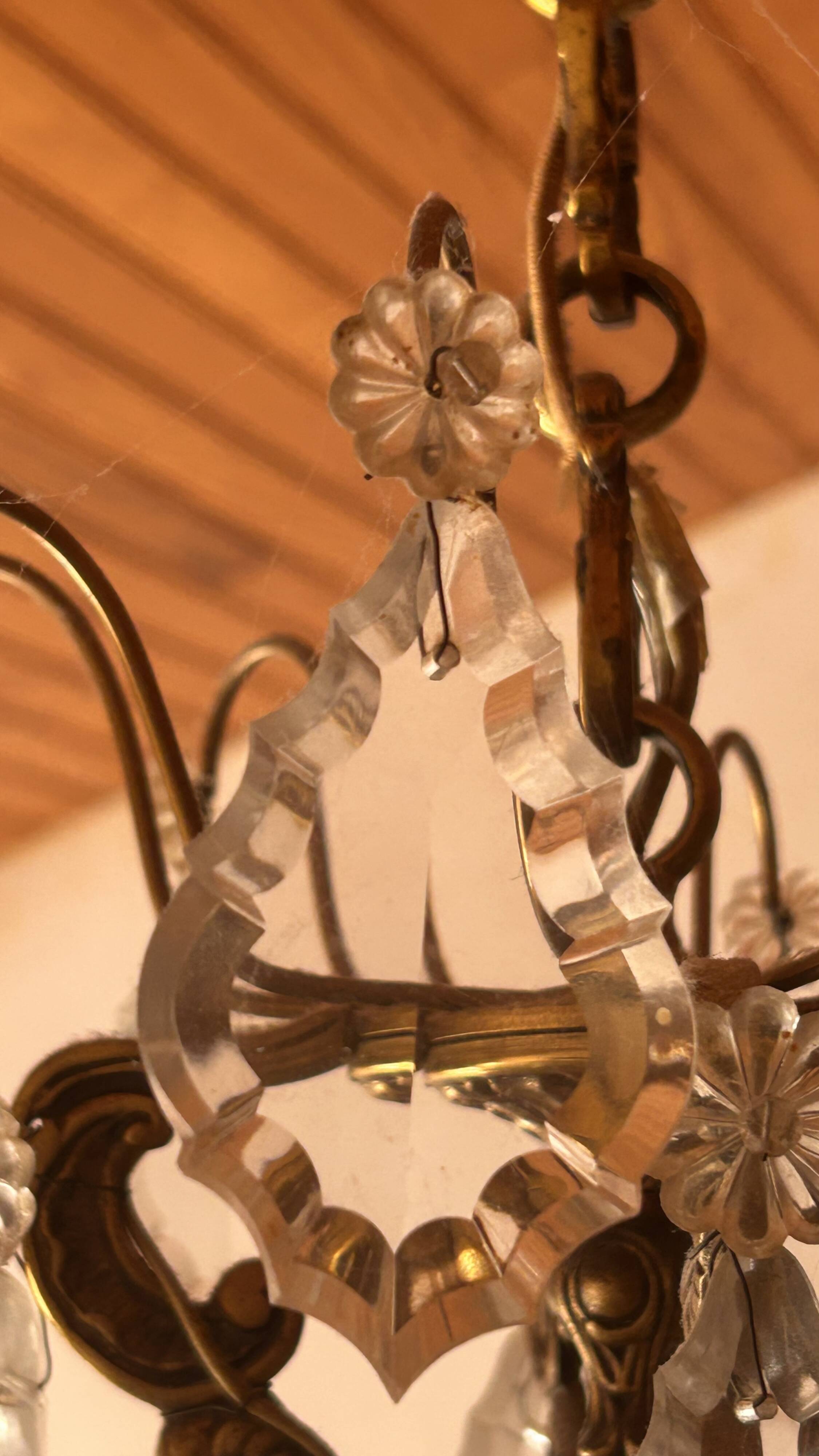 Louis XV style bronze and crystal chandelier - 12 lights