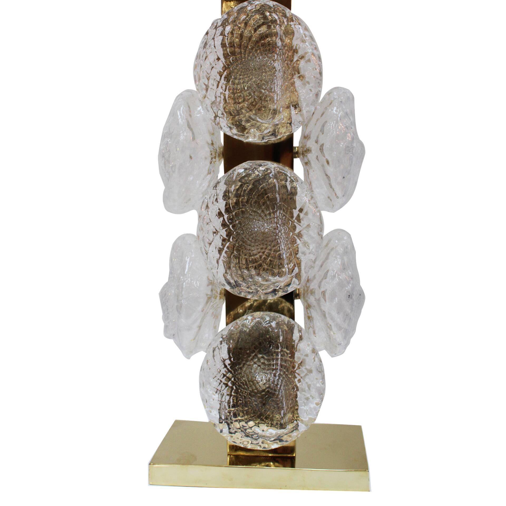 Pair of Murano glass and brass table lamps, Italy