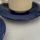 Set of 2 vintage ceramic mugs in cobalt blue & ecru • Tea service