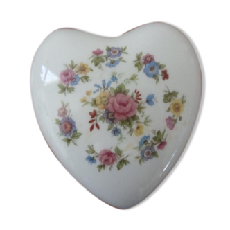 Boite à bijoux Porcelaine anglaise en forme de coeur décorée fleurs