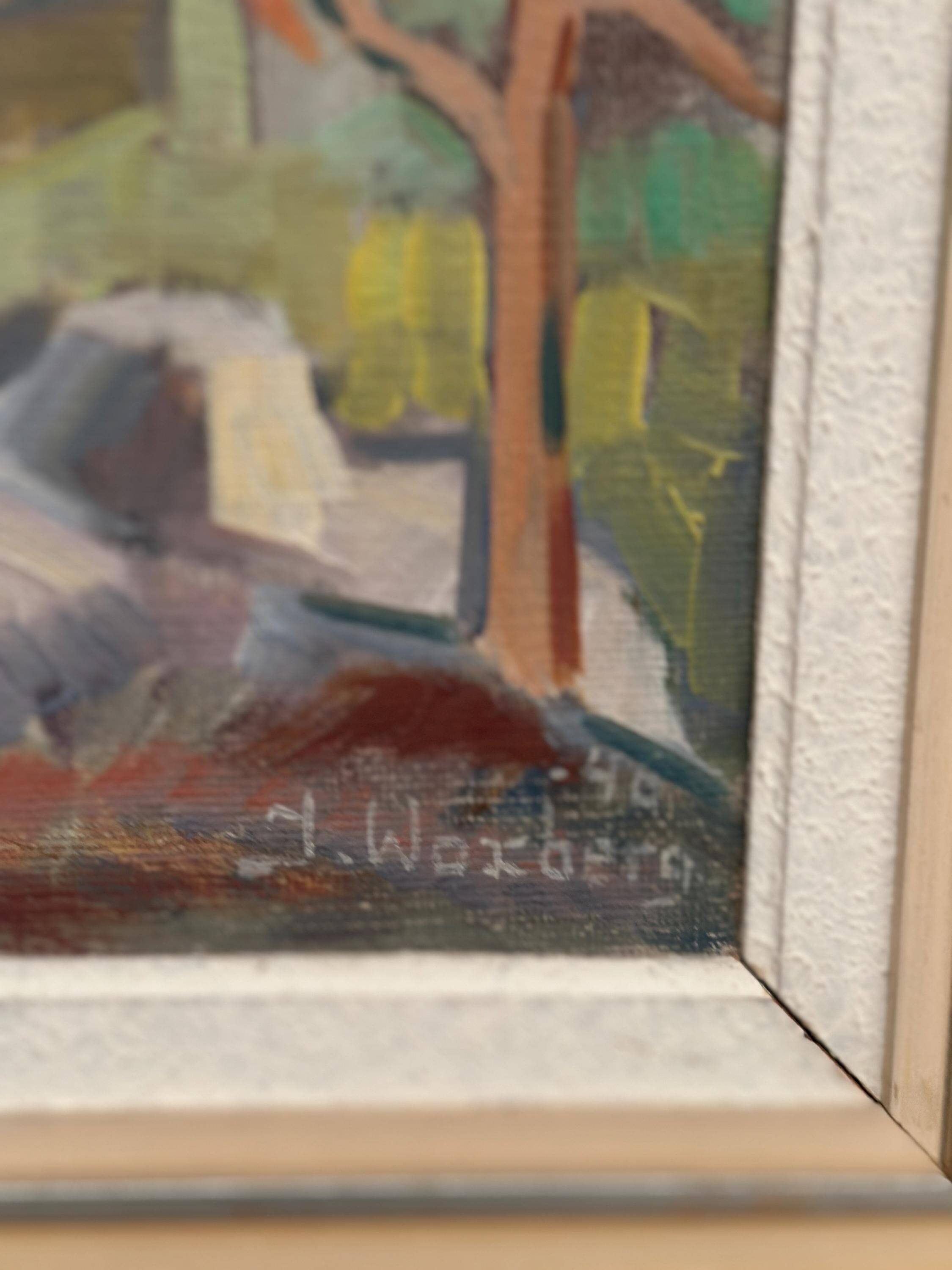 Swedish Oil On Panel "Autumn landscape" by J. Woxberg