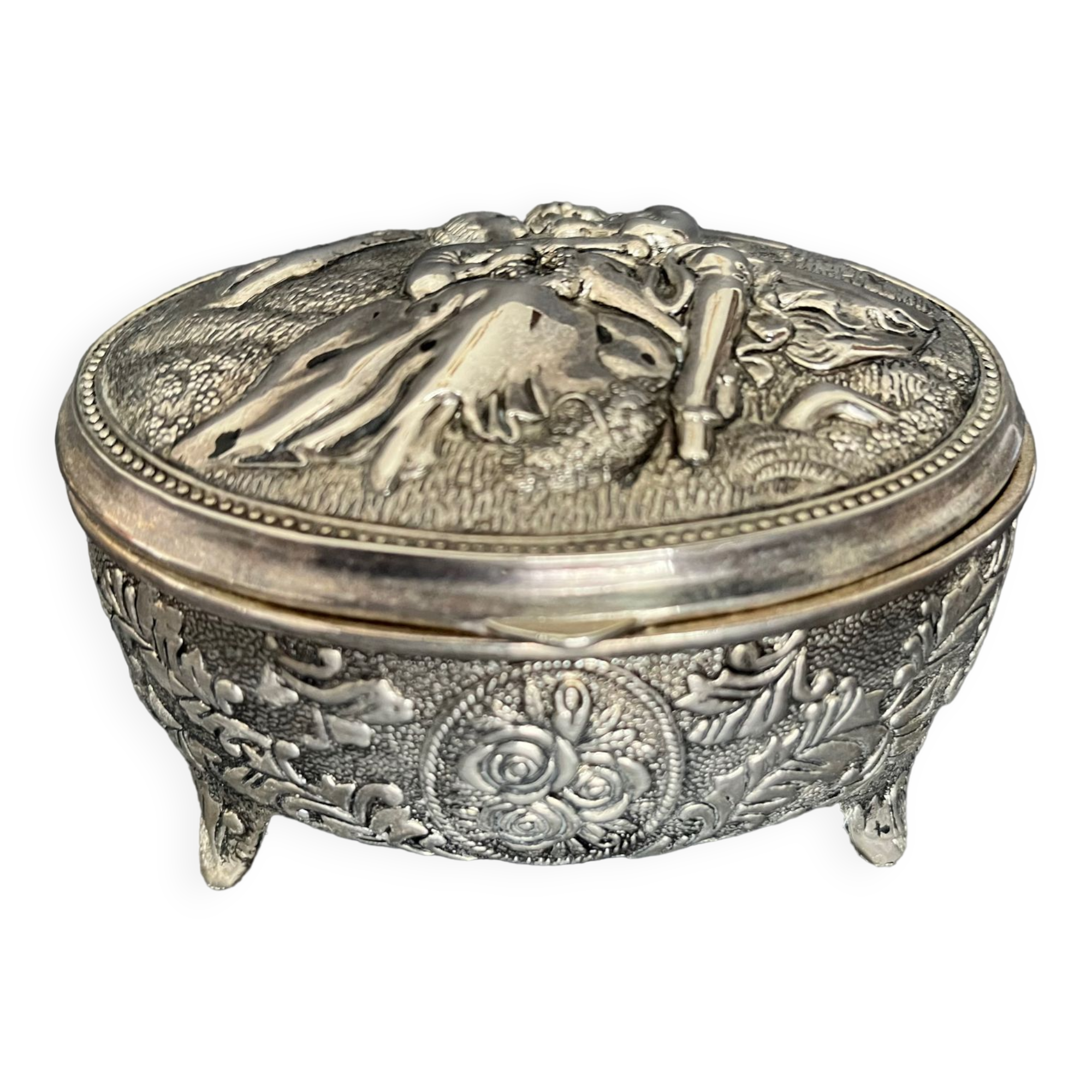 Silver metal jewelry box