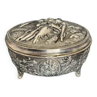 Coffret à bijoux en métal argenté