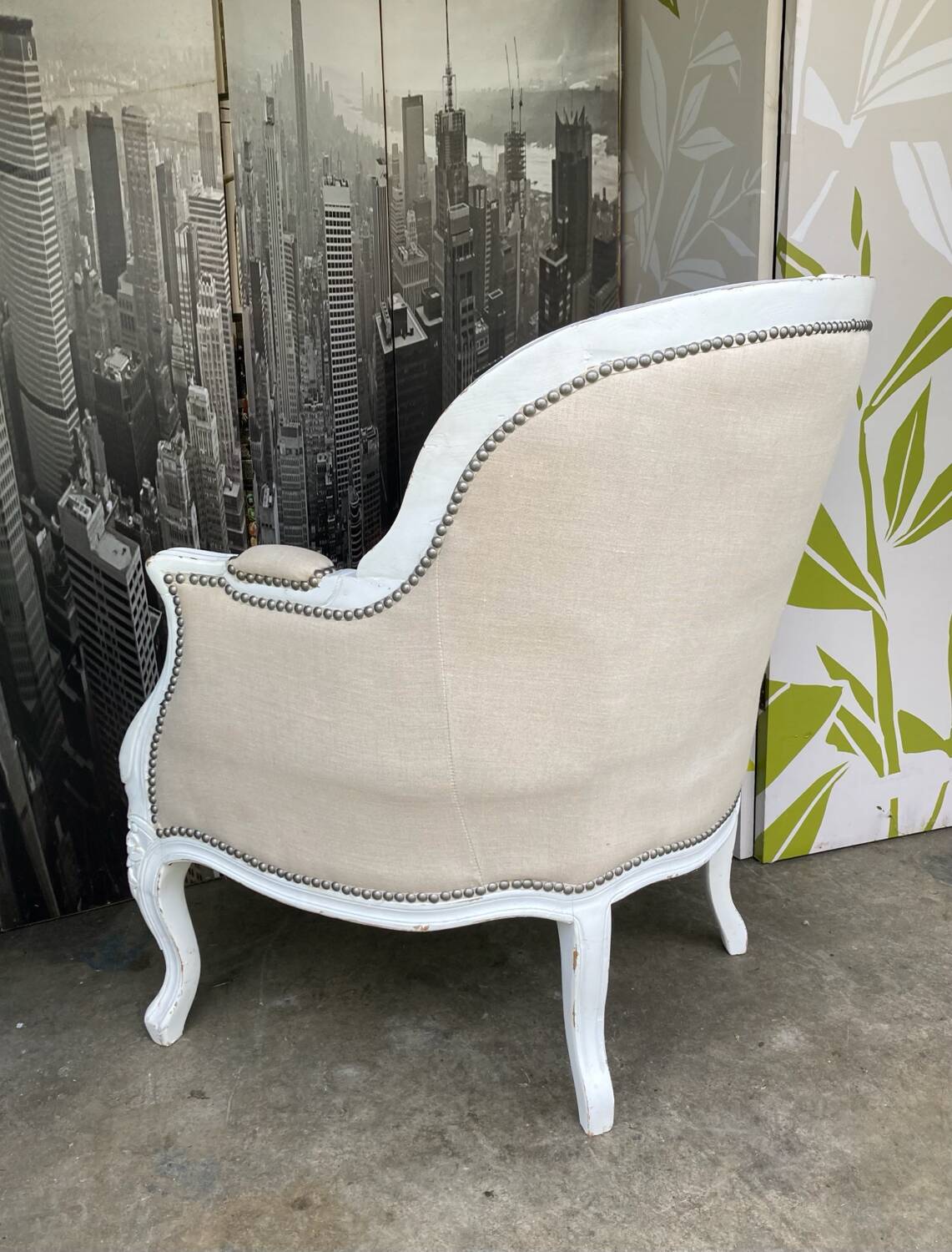 Bergère St Louis XV white rechampi 20th century
