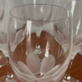 Lot de 6 verres à vin blanc en cristal gravé fleur – Verres vintage él