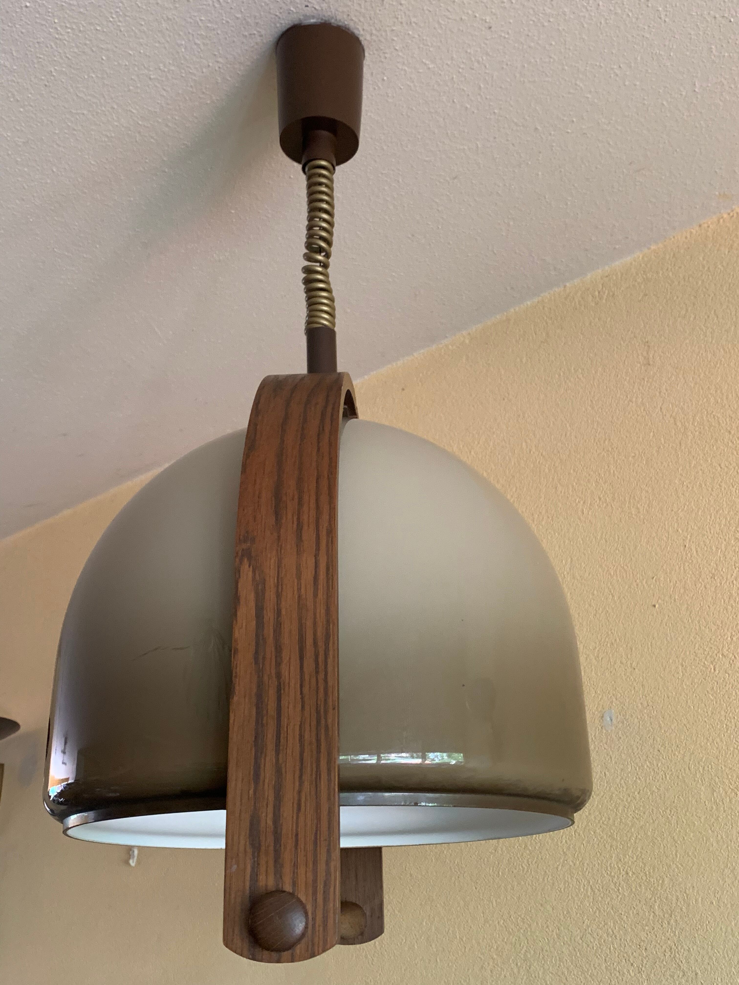 Temde Leuchten pendant lamp lucid and vintage teak