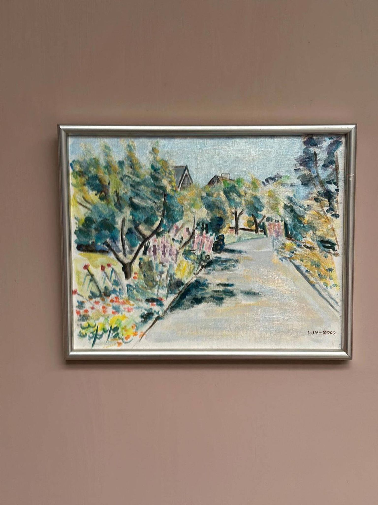 Original Swedish Oil On Canvas – “Landscape” By Lena Jenny Malmajo – Dated 2000 – Vintage & Framed