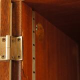 Two-tone teak & vintage chrome glass wardrobe