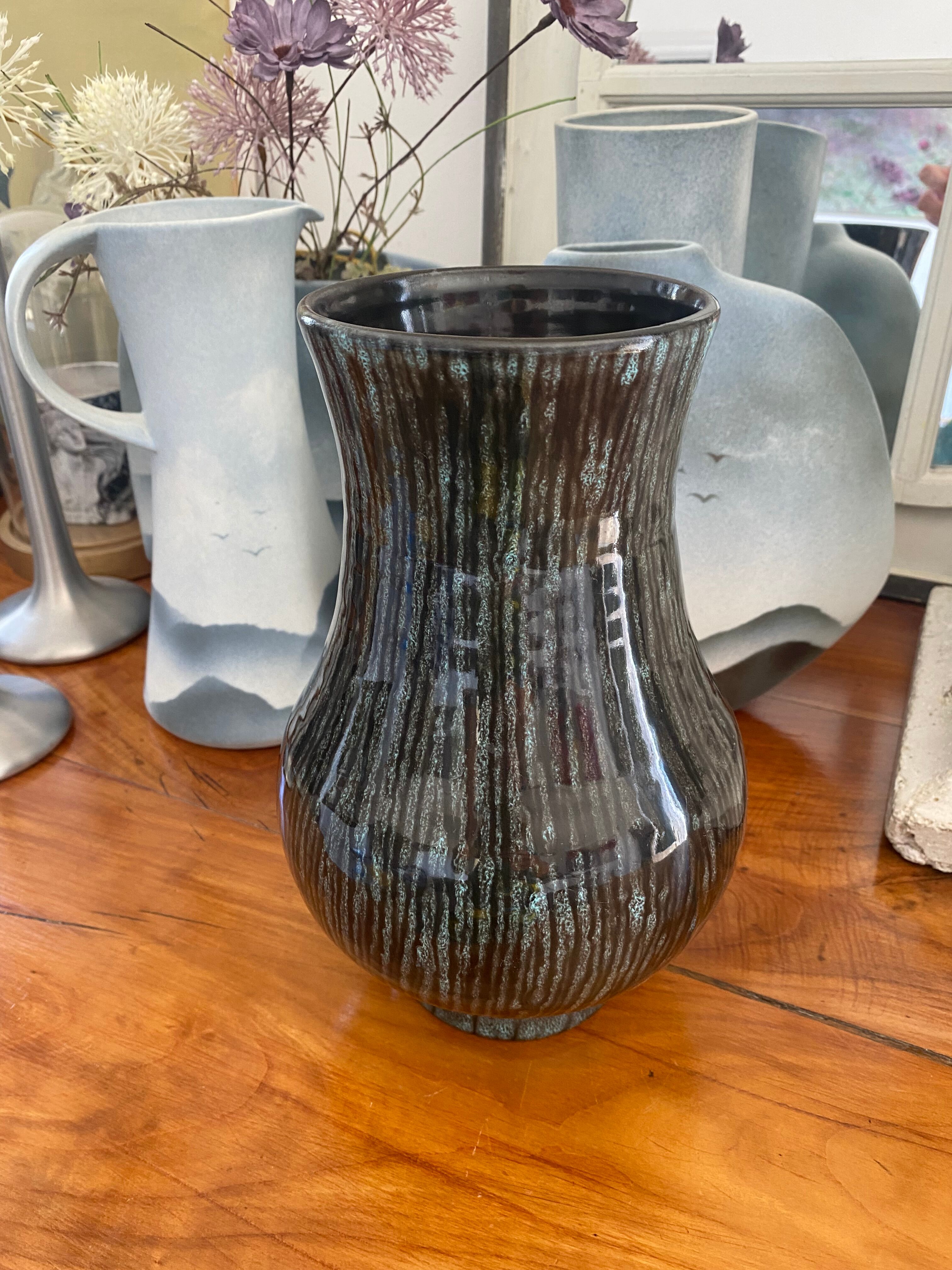 Accolay ceramic vase black gray and blue
