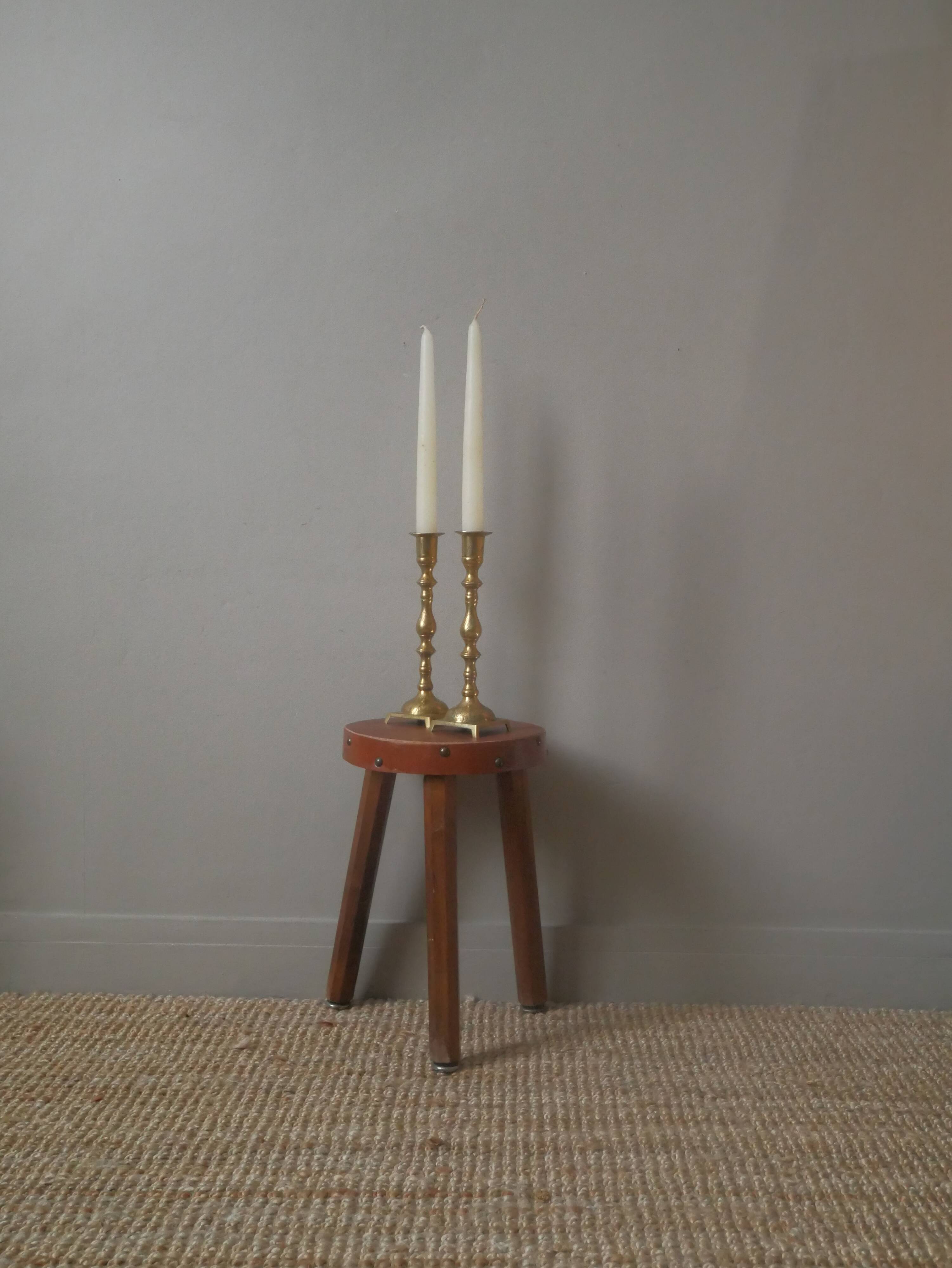 Pair of old brass candlesticks gold metal candelabra candlesticks Scandinavian country decoration
