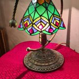 bronze and brass lamp tiffany style glass lampshade 38x32 inter on socket