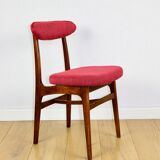 Vintage Hałas upholstered chair in raspberry strawberry vintage colour