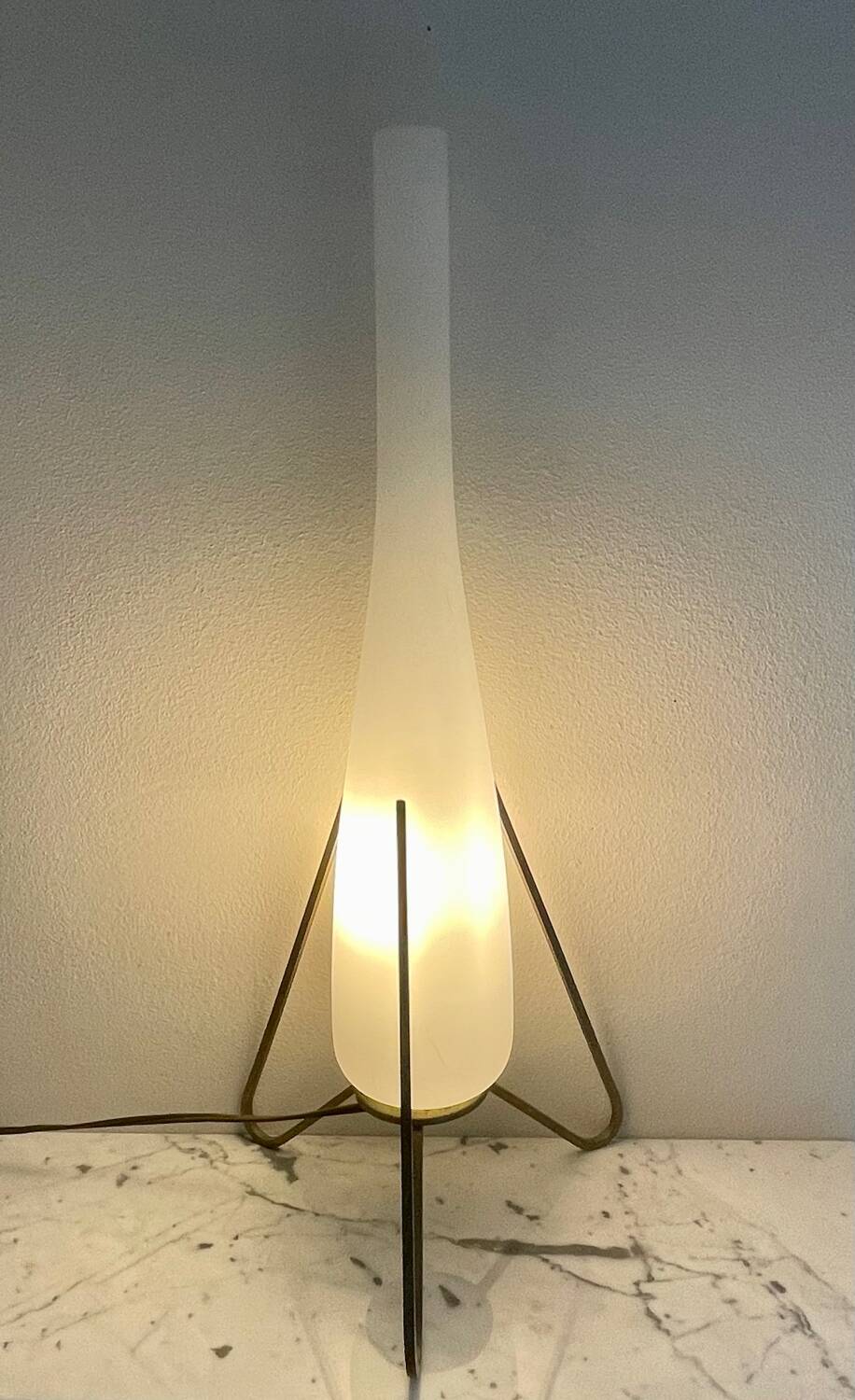 Space age opaline brass lamp from the 60s