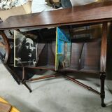 Two-tier mahogany magazine/vinyl rack