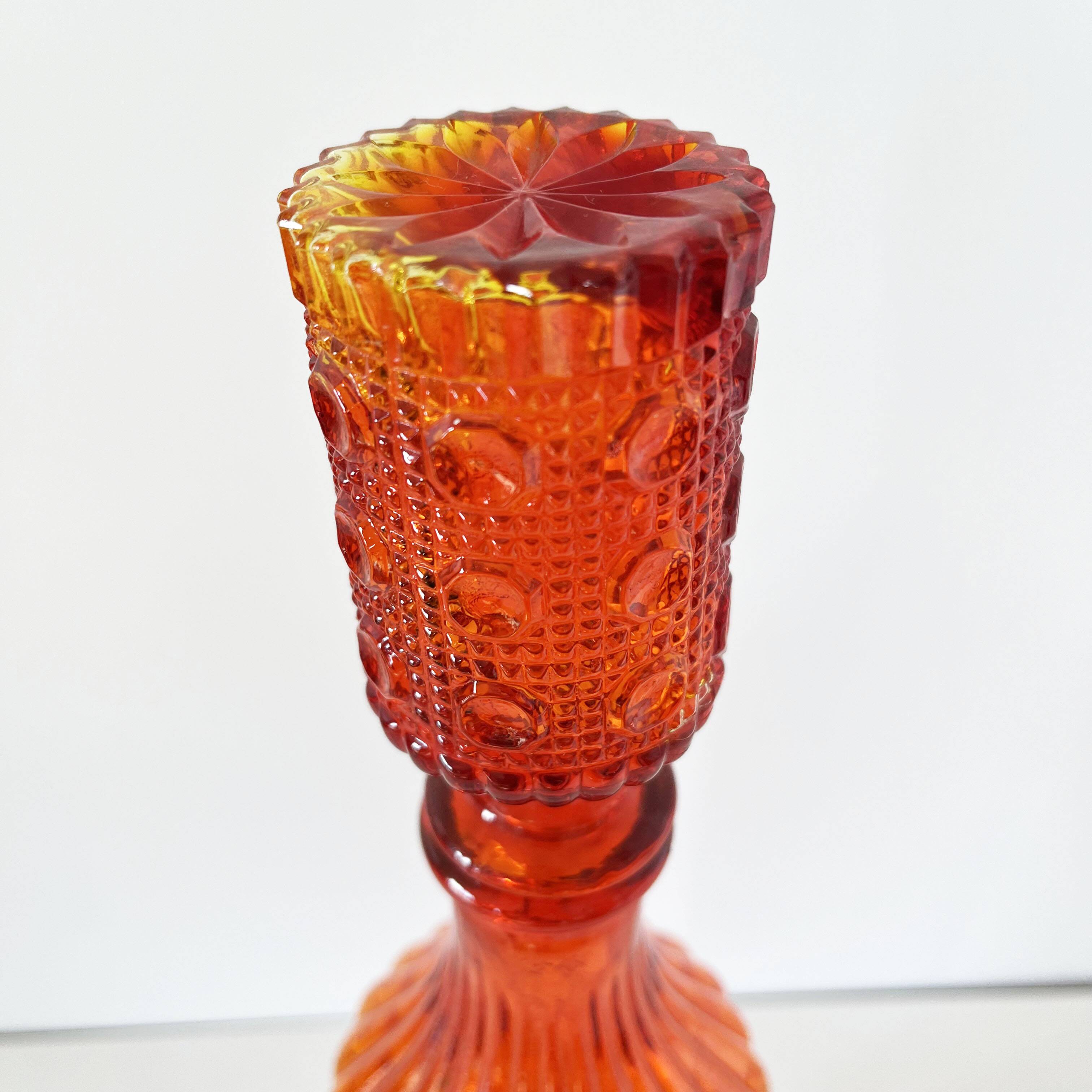 Italian carafe empoli orange red 1960