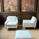 Paire de fauteuils et repose pied
