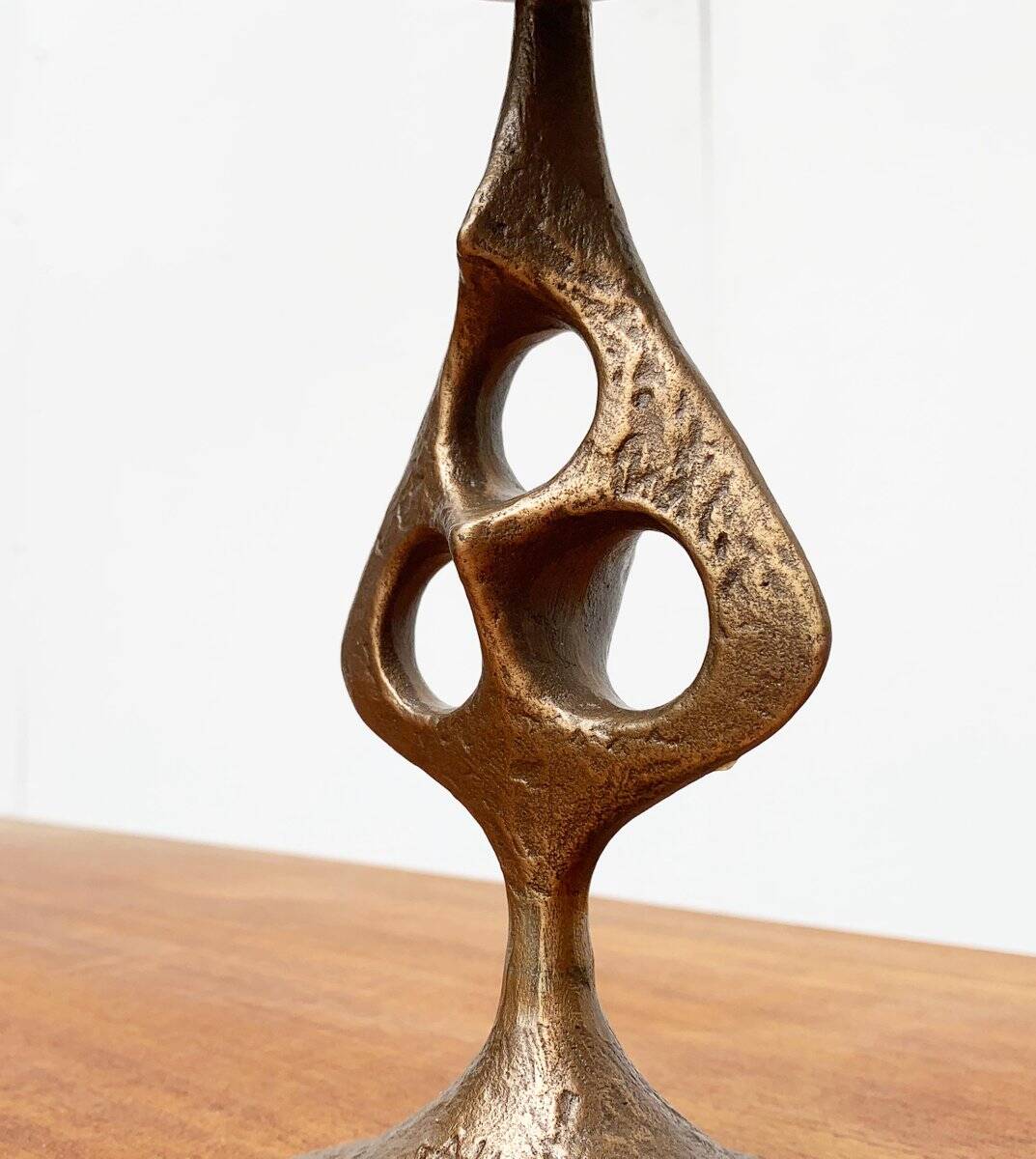 Brutalist metal candlestick mid-century