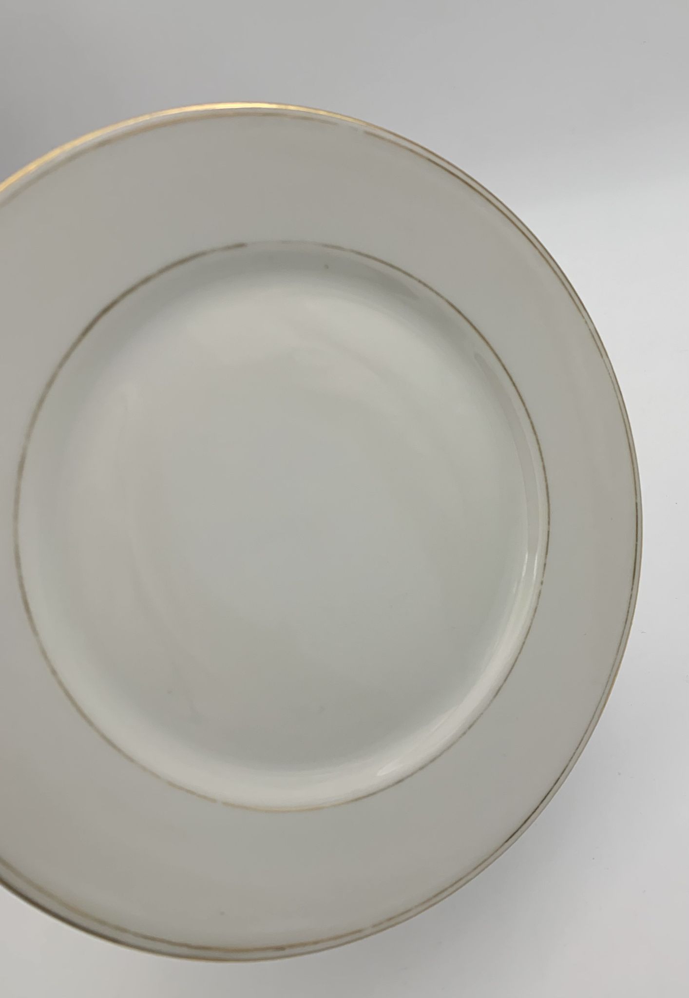 9 antique dessert plates white and gold porcelain from limoges william guerin - circa 1900